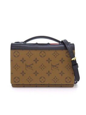 Louis Vuitton Shoulder Bag Book Wallet on Chain Monogram Reverse Black Leather